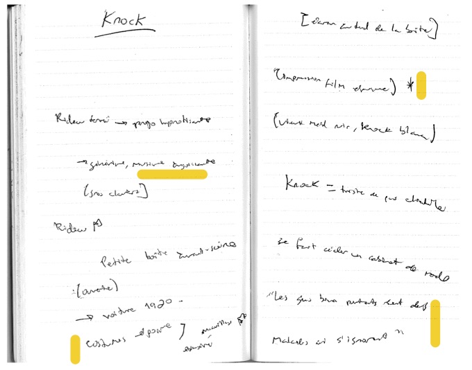 Notes de François Jardon-Gomez sur Knock, 2019