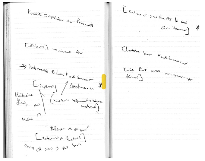 Notes de François Jardon-Gomez sur Knock, 2019