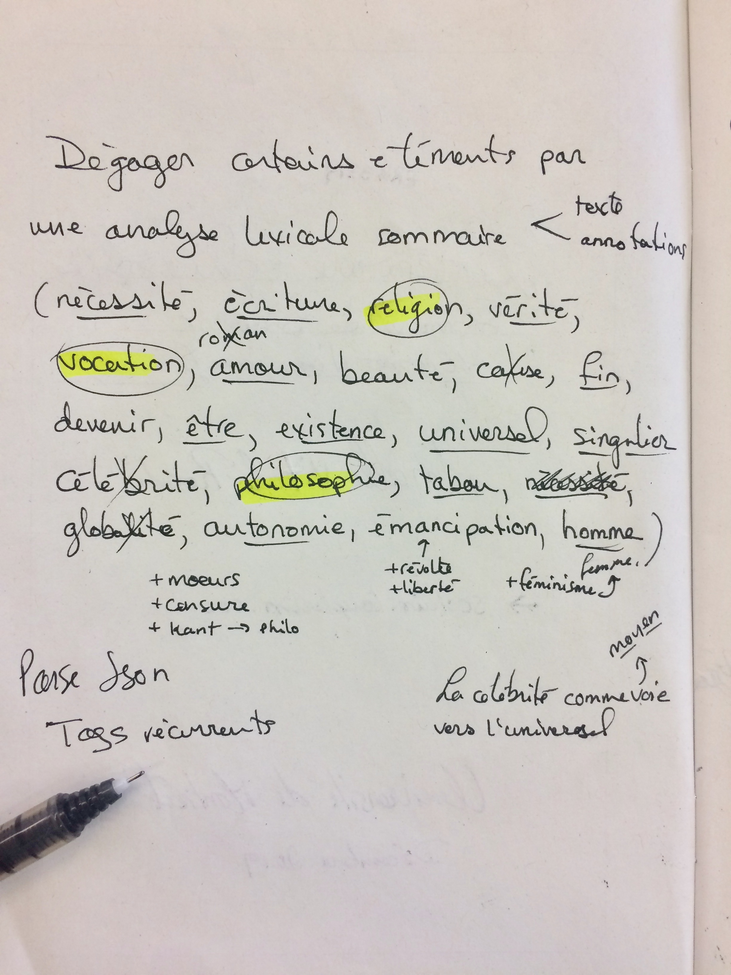 Carnet et mots-clés